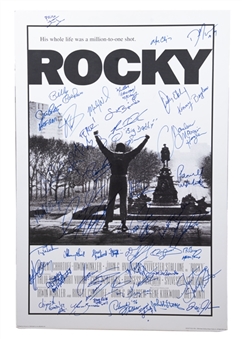 Boxing Hall of Fame Multi-Signed 24x36" Rocky Poster with 45 Signatures Including Deontay Wilder (JSA) 